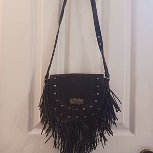 Urban outfitters black fringe studded crossbody handbag